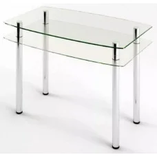 Glass dining table D-05-1 with tempered glass and chrome legs